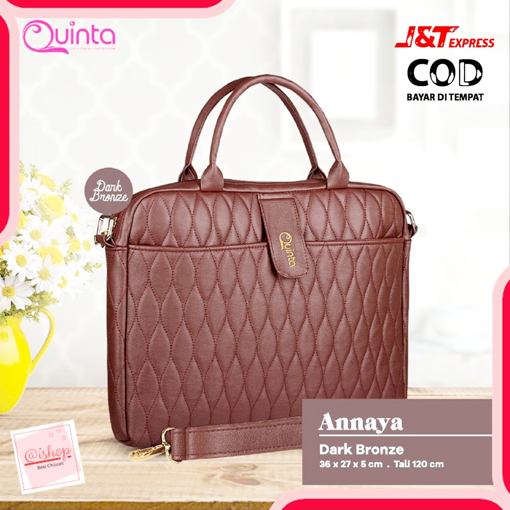 TAS WANITA TOTE BAG TAS KERJA KANTOR MULTIFUNGSI ANNAYA by QUINTA