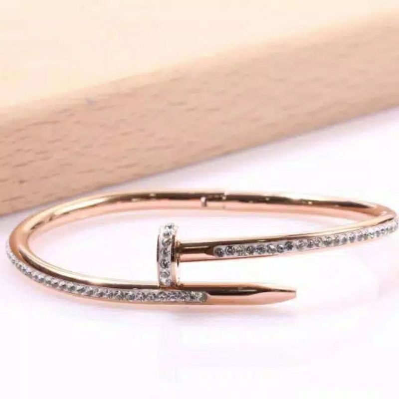 Fourfashion gelang paku titanium rosegold full diamond TS013