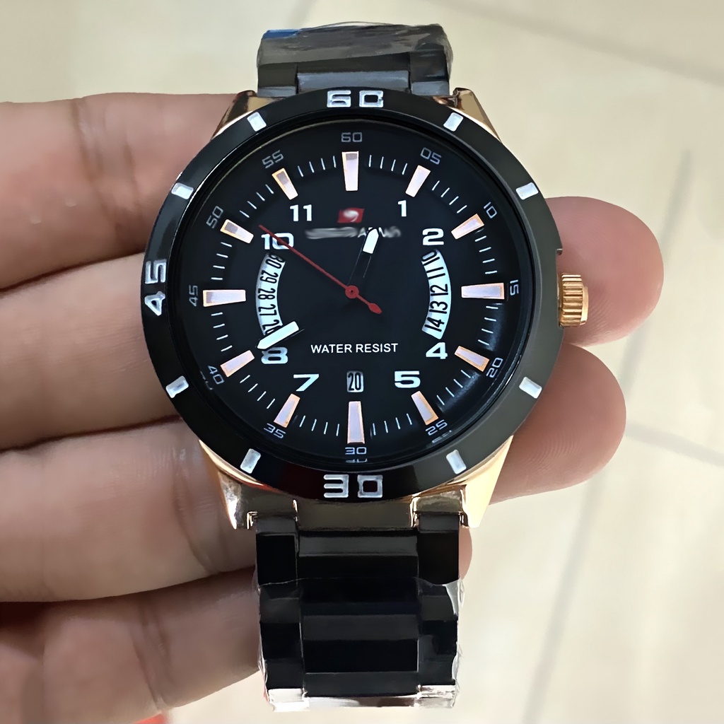 Jam Tangan Fashion Pria - Tali Rantai Stainless Steel  Tanggal Terbaru