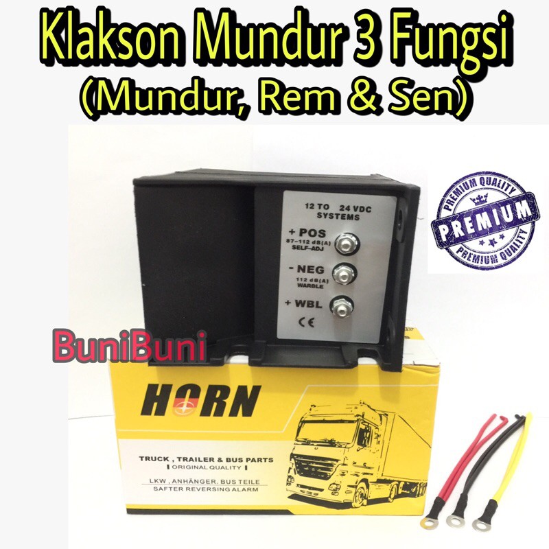 Klakson Mundur / Atret - Back Horn Buzzer - Alarm Mundur Mobil &amp; Truk 3 Suara 12V 24V Original