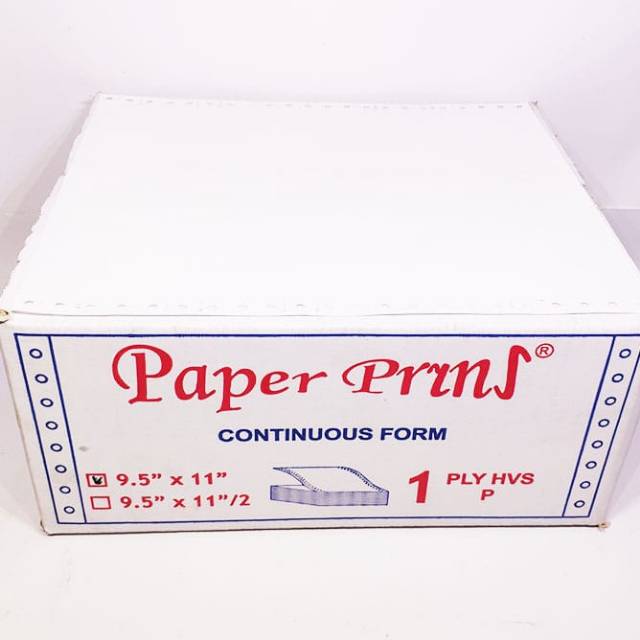 

Continuous Form 9.5 x 11 1ply Full Paper Pryns