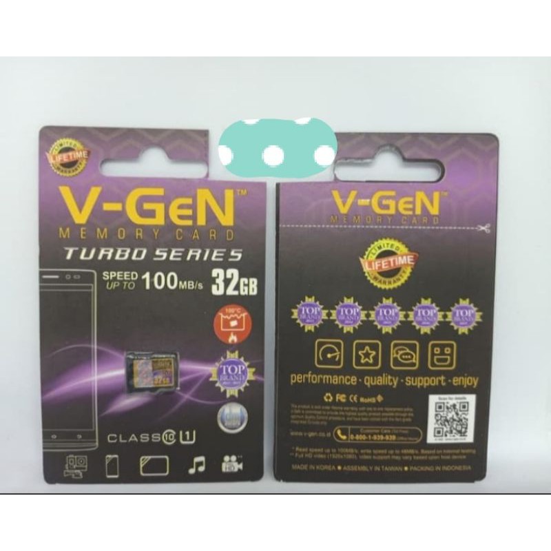 V-gen Micro SD Vgen 32GB Class 10 TURBO SERIES Memory Card ORIGINAL