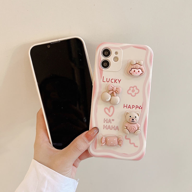Case Desain Beruang Pink 3d Untuk IPhone 12 13 11 Pro Max X Xs Max Xr 7 8 Plus Hgs4