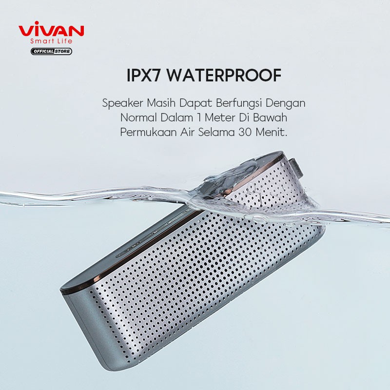 Speaker Bluetooth Vivan VS10 HI-Fi Portable Waterproof IPX7 10W Mega Bass Garansi Resmi 1 Tahun