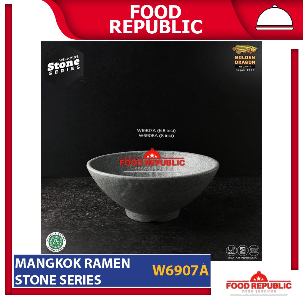 GOLDEN DRAGON MANGKOK MIE RAMEN 7 INCH MELAMINE NOODLE BOWL W6907A