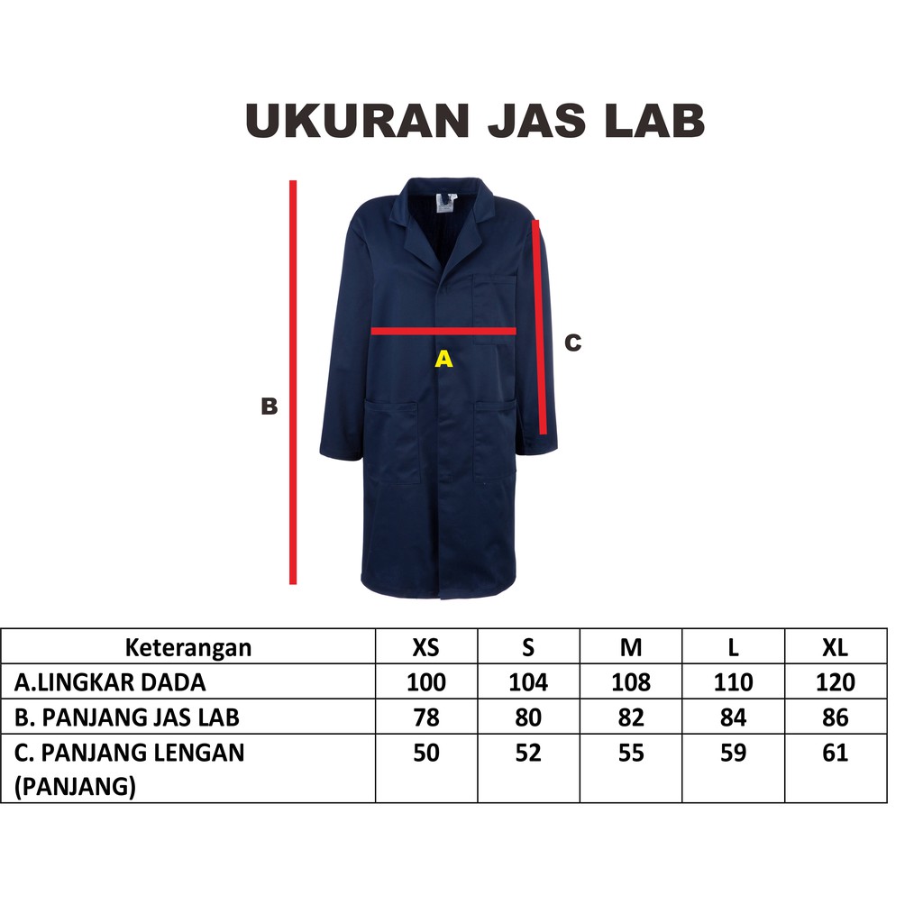 Jas Laboratorium With Zipper(Resleting)+Karet Lengan XS-XL