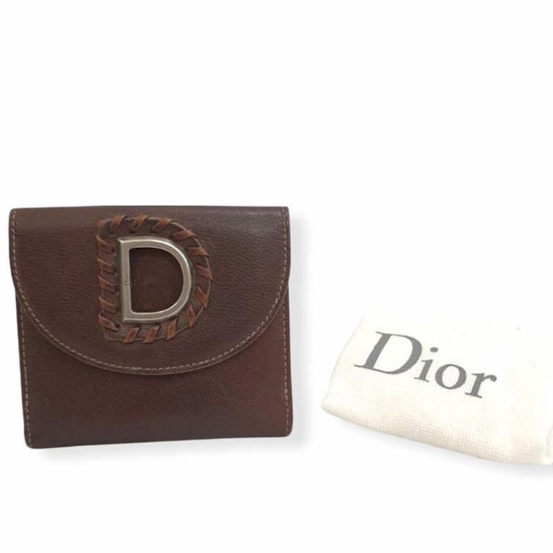 [PRELOVED] Authentic Christian Dior Vintage Unik Antik Dompet Lipat Kecil Small Wallet Dompet Kulit 