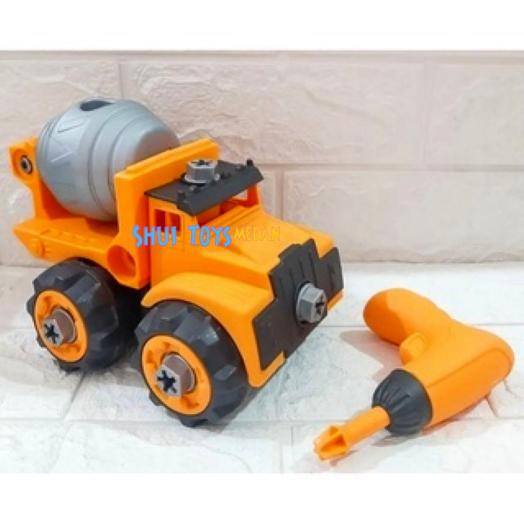Mainan Edukasi Anak Truck Konstruksi Dumper Mixer Crawler Grapple DIY