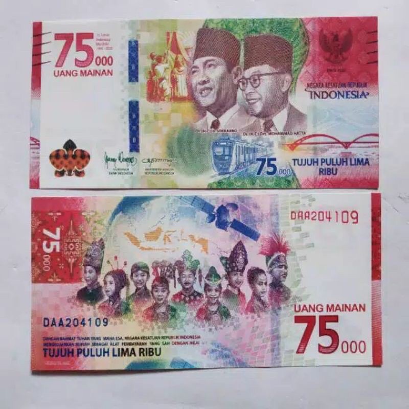 50 lembar uang 75ribu mainan uang mahar uang tiruan