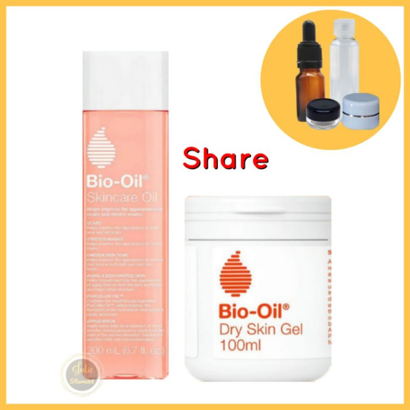 (Share in Jar) Bio Oil Penghilang Bekas Luka &amp; Bio Oil Dry Skin Gel