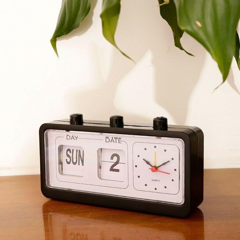 R-flower Date Time Display Clock Gaya Vintage Hadiah Bisnis Jam Weker Rumah