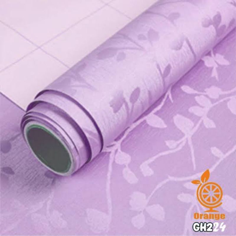 Wallpaper sticker dinding POLOS UNGU RANTING emboss purple 45cm x 8 m GH224