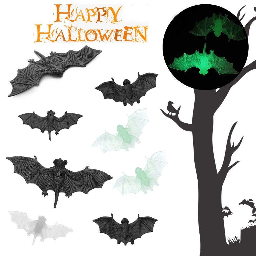 Top 5Pcs/Pack Plastik Kelelawar Palsu Anak Novelty Mainan Halloween Luminous Bat