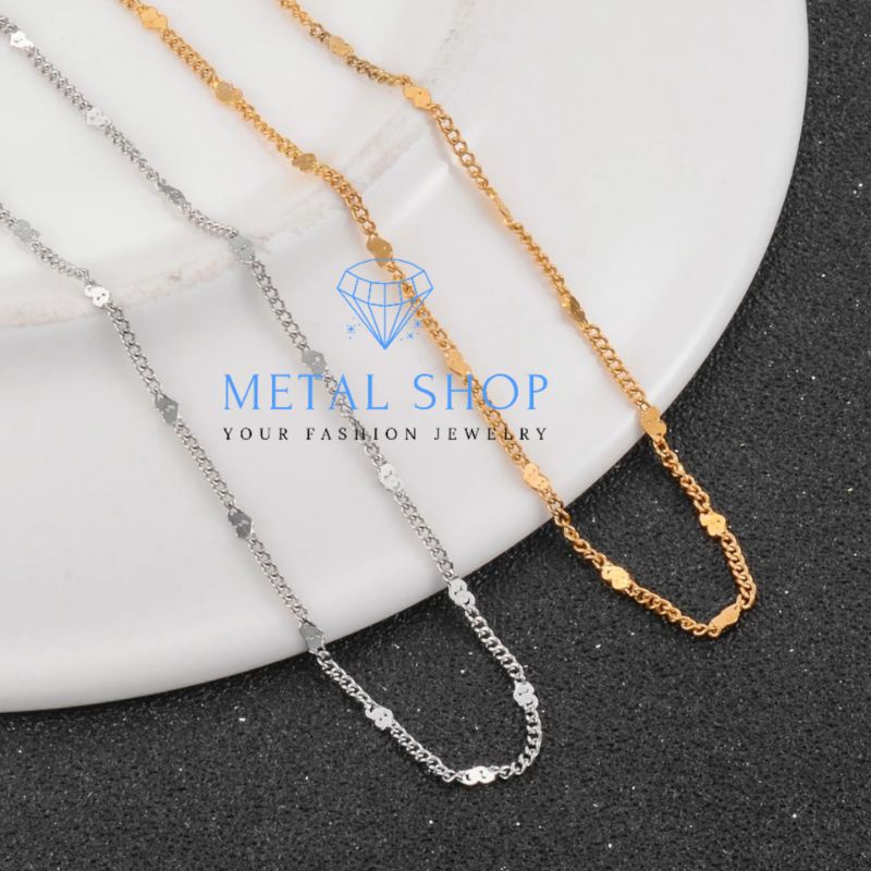 Kalung Titanium Pria Wanita Anti Karat Model Figaro Nuri 50CM