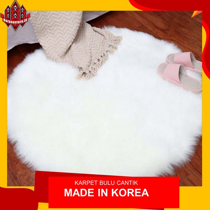 karpet bulu korea bulat diameter 50cm bisa digunakan untuk taplak meja bulat dan alas foto produk