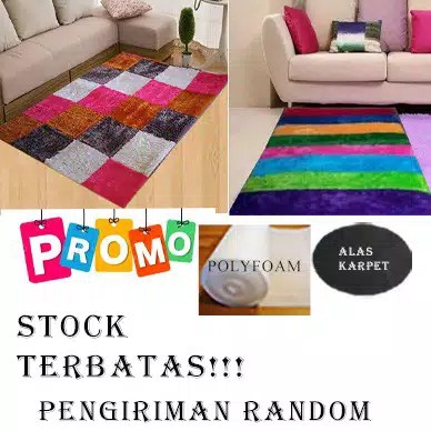 Karpet bulu rainbow/catur 100x150x2cm RANDOM STOK TERBATAS