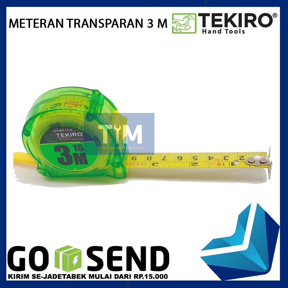 TEKIRO Meteran 3 M / Meteran Transparan 3 Meter / Meteran Tangan 3M