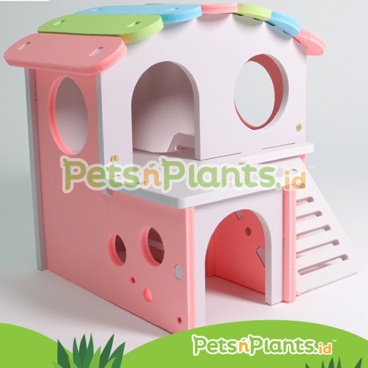 Rumah Tempat Tidur Hamster Mainan Kayu - Wooden Rainbow Ecoboard House