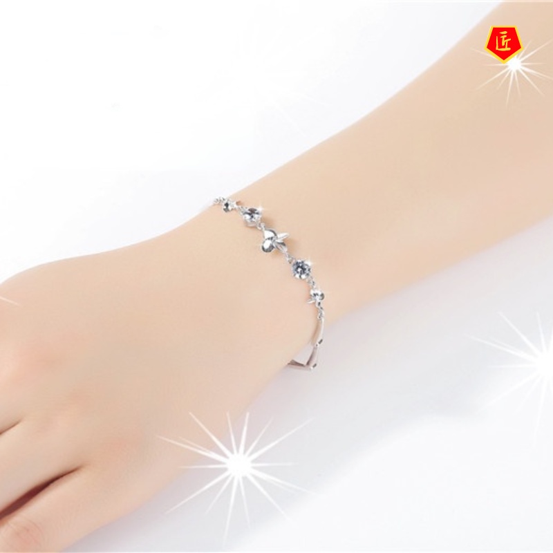 [Ready Stock]Fashion Four-Leaf Clover Diamond Bracelet Female Fashion