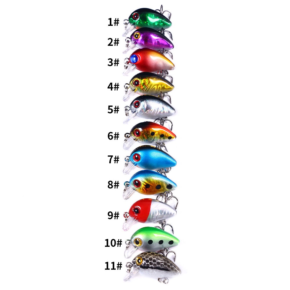 HENGJIA 22PCS Mini Fishing Lure 3CM 1.5G Topwater Crankbait Artificial Hard Bait Floating Fishing Bait Tackle