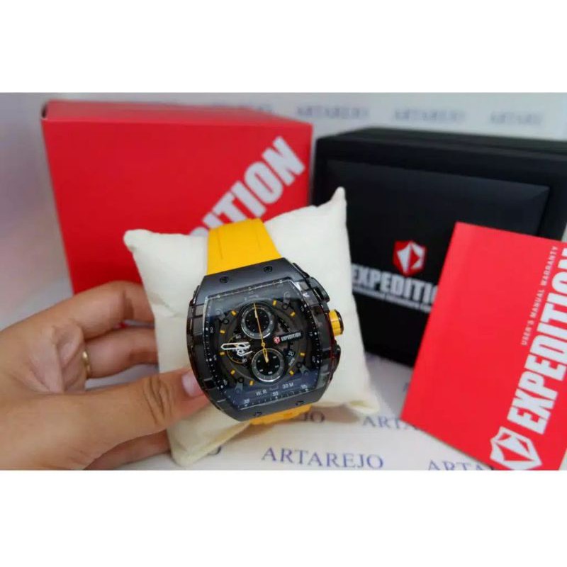 Jam Tangan Expedition E6782 Black / Yellow Original