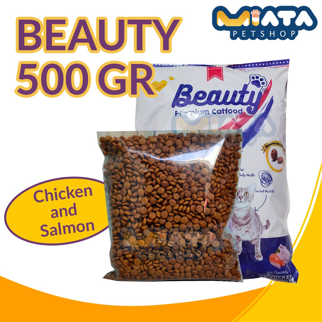 MAKANAN KUCING BEAUTY PREMIUM CAT REPACK 500GR CAT FOOD