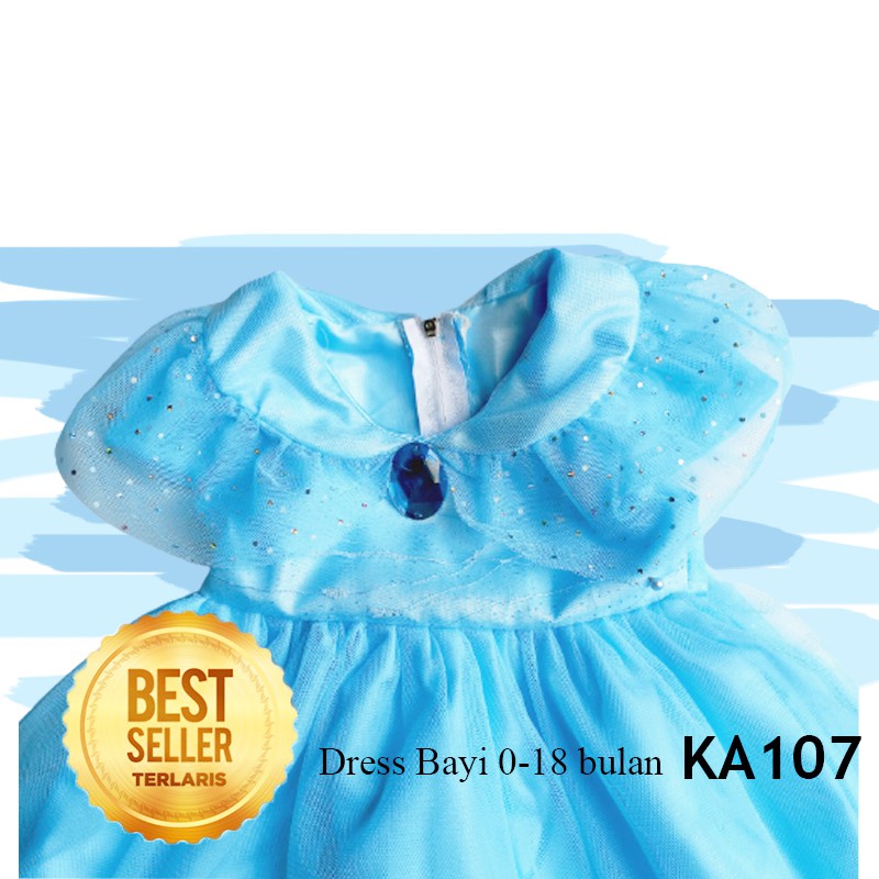 Gaun Dress Baju Elsa Frozen Bayi Balita 0- 18 bulan Disney Princess GRATIS PITA KA107