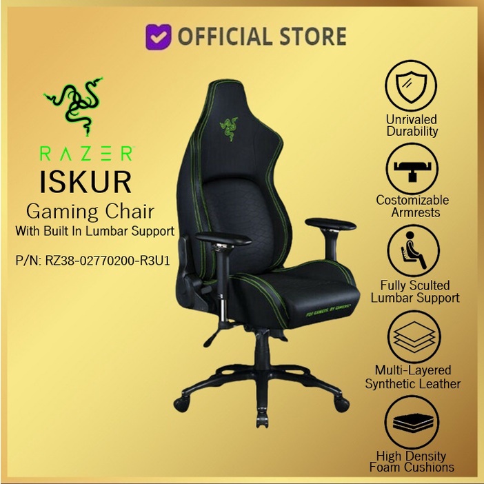 Razer Iskur Gaming Chair with Built-in Lumbar Support Kursi Gaming