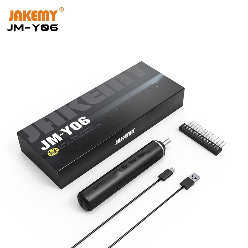 Jakemy JM-Y06 16 in 1 Obeng listrik S2 Bits Kabel Tipe-C T2 T3 T4 T5