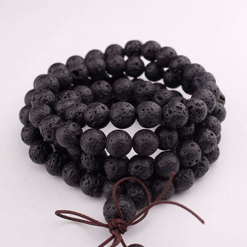 SIY  108 Natural Gemstone Buddha Prayer Beads Mala Bracelets Buddhist Rosary Necklace