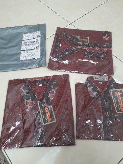 Ruzza Batik Couple Motif Mega Mendung Merah Biru Batik Seragam Keluarga Navy Marun Size M L Xl