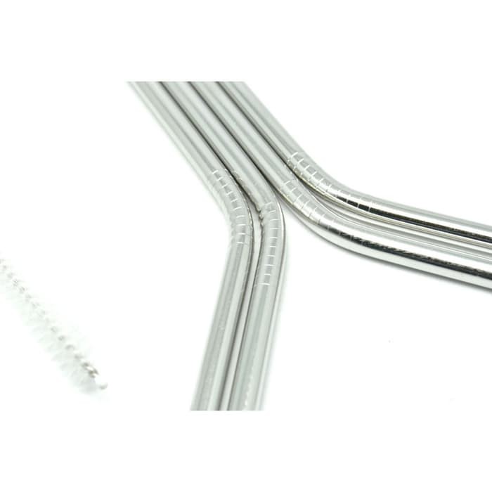 Sedotan Stainless Steel Bending Straw Capillary 4 Pc -DL48