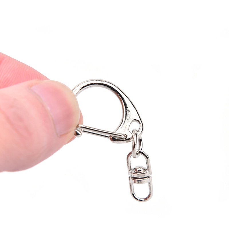 10pcs Gantungan Kunci Split Ring Pendek Warna Silver Polished