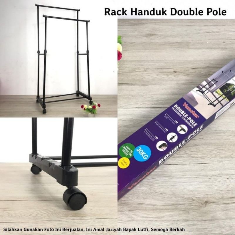 Stand hanger double pole / jemuran baju gantung