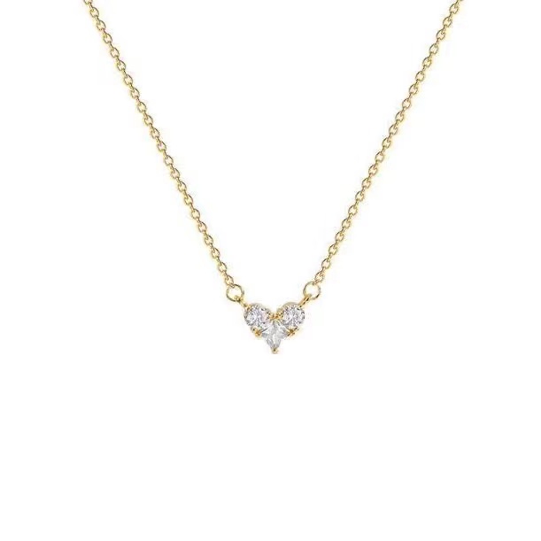 IFYOU Kalung Choker Bentuk Hati Aksen Berlian Warna Emas Untuk Wanita