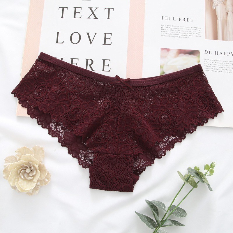 Celana Dalam Wanita MONA TRANSPARANT Pakaian Sexy Panties CD Murah-Maroon