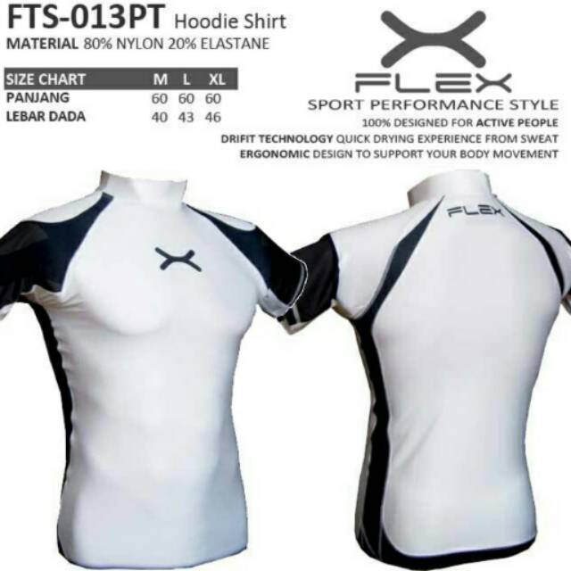 Kaos sport fitness bodyfit Flex putih