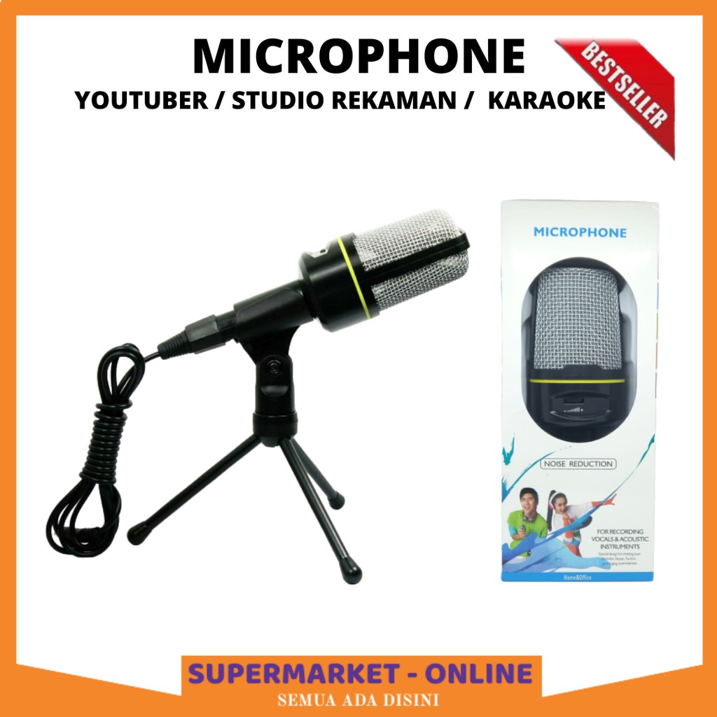 Mic Microphone Mikrofon Studio Rekaman Recording Vlog Video Youtuber Condenser Plus Stand Mic SALE