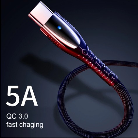 Kabel data 5A  Fast Charging Micro USB Type C iphone ios Cable LED Voltage and Current Display