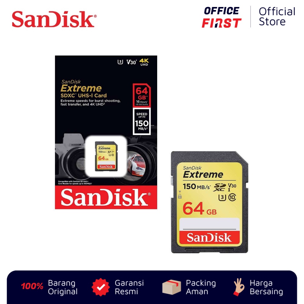 SanDisk Extreme SDXC UHS-I 150 MBps 64GB / Memory Card Kartu SD