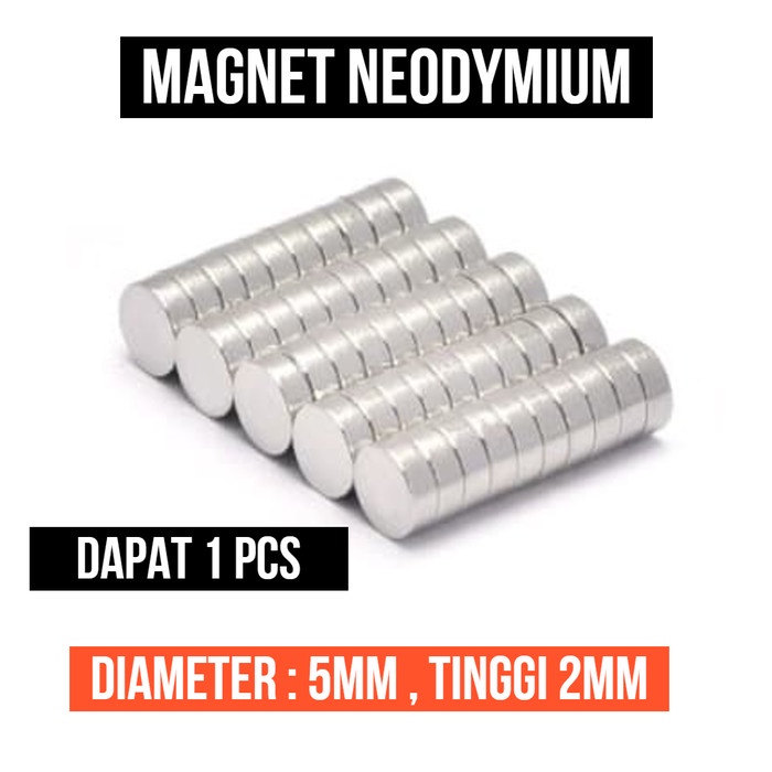 Magnet Neodymium 5x2mm Silinder 5x2 mm 5mm x 2mm N52 5 mm Strong Kuat