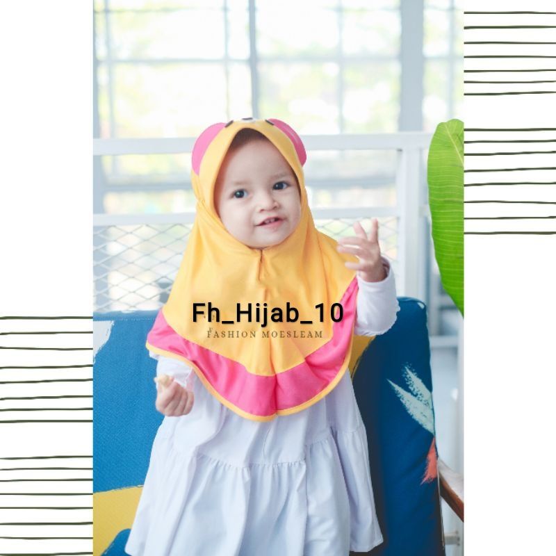 Jilbab Panda Anak Bayi Usia 0-3 Tahun Premium | Hijab Tk Baby Perempuan Newborn Lucu Kerudung Sekolah Lembut Sd  Terbaru