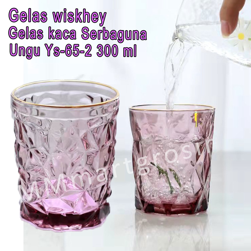 Gelas berlian / Gelas kaca Serbaguna / Ungu Ys-65-2 / 300 ml