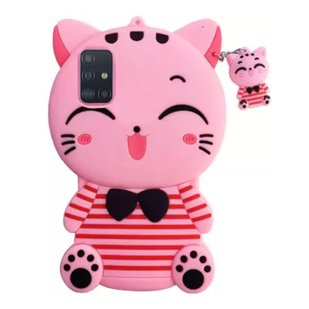 Case Silicone 3D Samsung Galaxy A71 CAT PINK List Red Smile Rubber / Softcase / Casing / Kesing / Kasing Hp