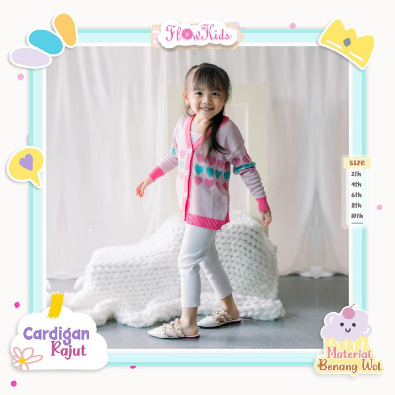 Afsheenastore Cardigan Rajut Flowkids Premium