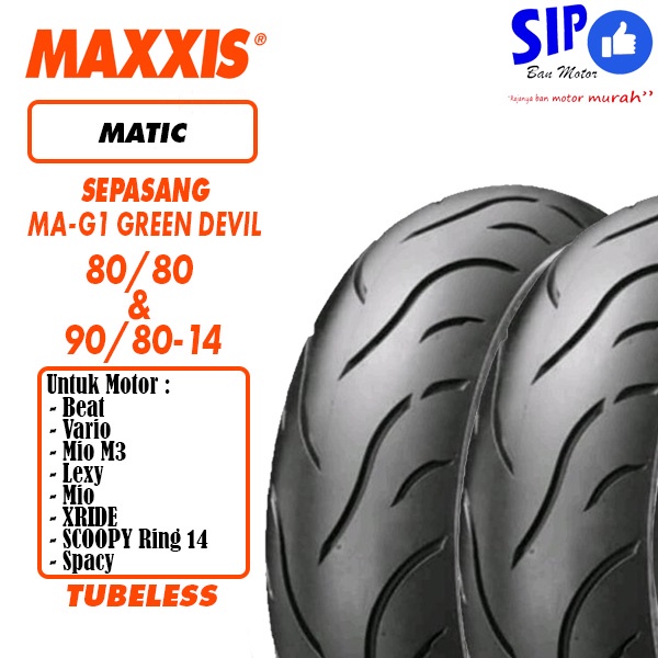 Paket Ban matic Maxxis Green Devil MA G1 80 80 &amp; 90 80 14