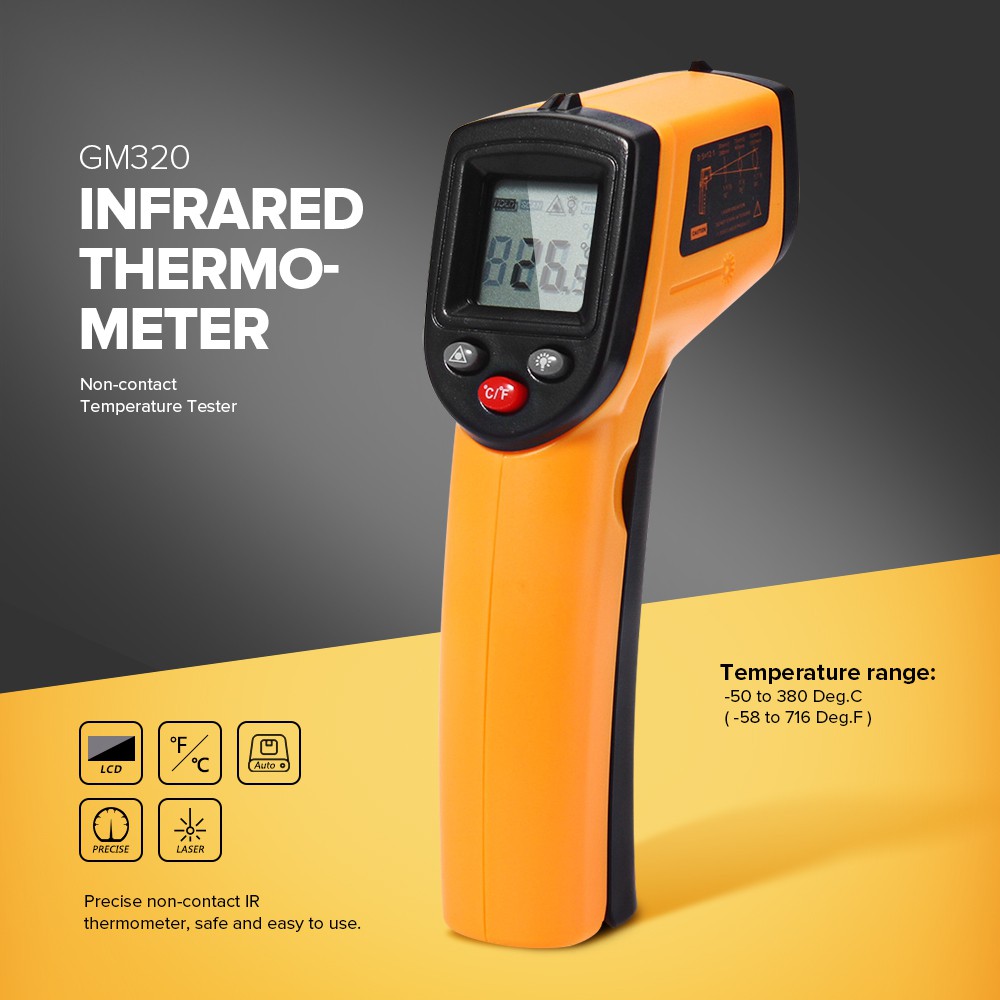 Thermometer Laser Infrared Non Contact SMARTSENSOR Orange