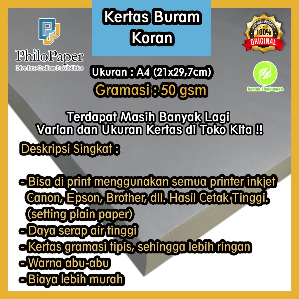 

Kertas Buram Koran 50 gsm A4