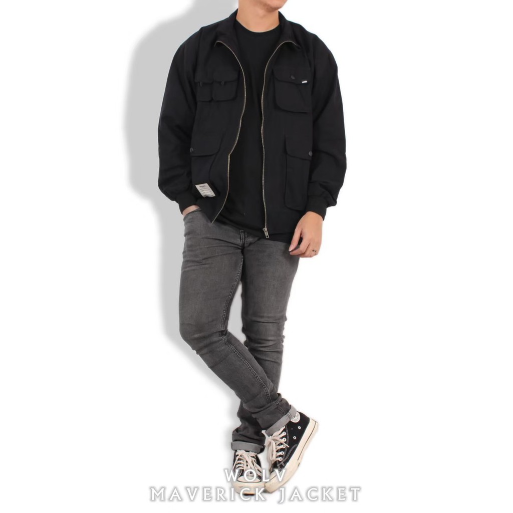 WOLV ORIGINAL MAVERICK JAKET ori jaket pria warna hitam seri WLM174