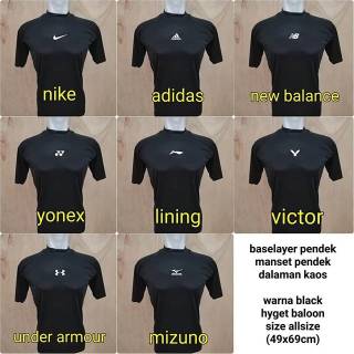 Jual Baselayer pendek manset baju olahraga kaos gym fitness dalaman